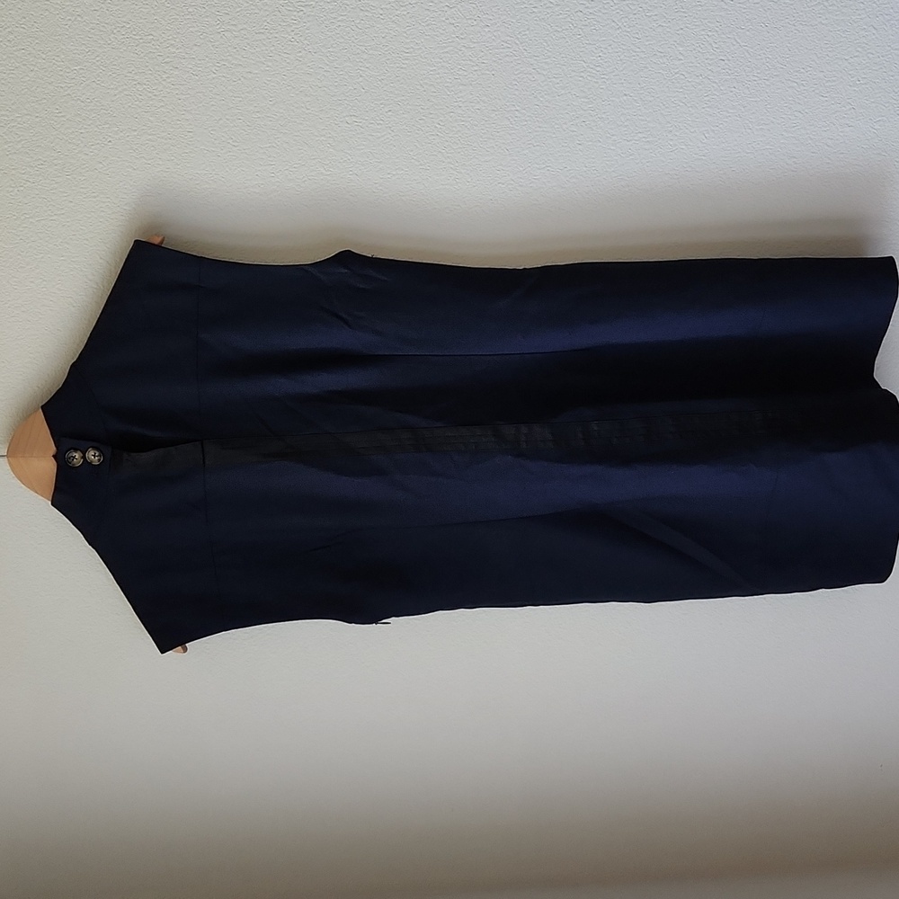 LA LIGNE Wool Cowl Neck Draped Tailored Shift Dress In Navy NWT Sz S made in USA - Picture 6 of 13